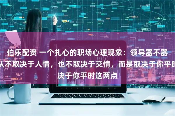 伯乐配资 一个扎心的职场心理现象:领导器不器重你,从不取决于人情,也不取决于交情,而是取决于你平时这两点